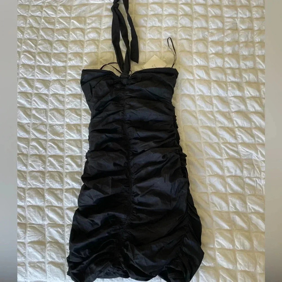 Zara Black Ruched Halter Mini Dress - Picture 1 of 6